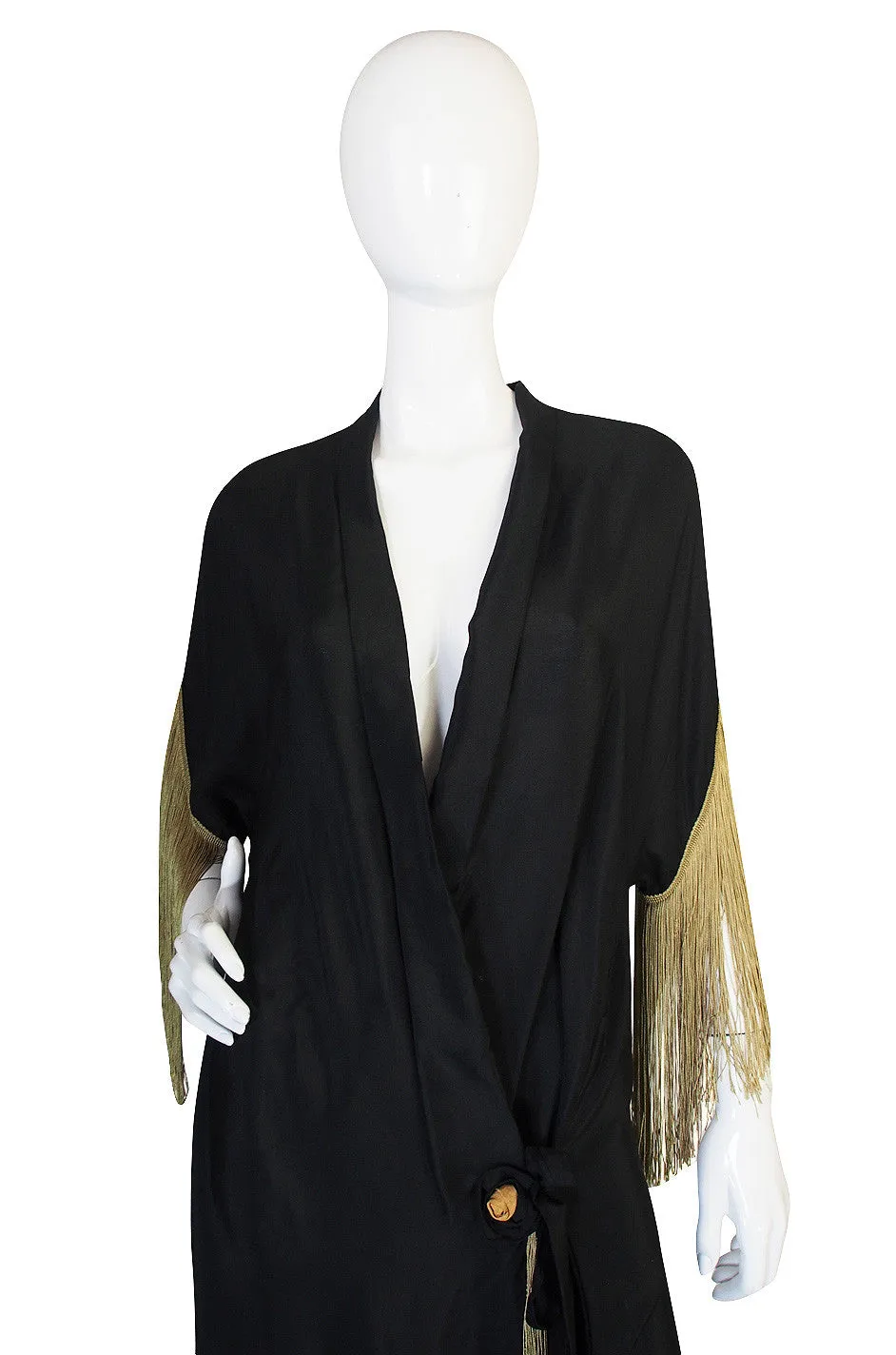 1920s Silk Fringe Dressing Gown or Evening Coat