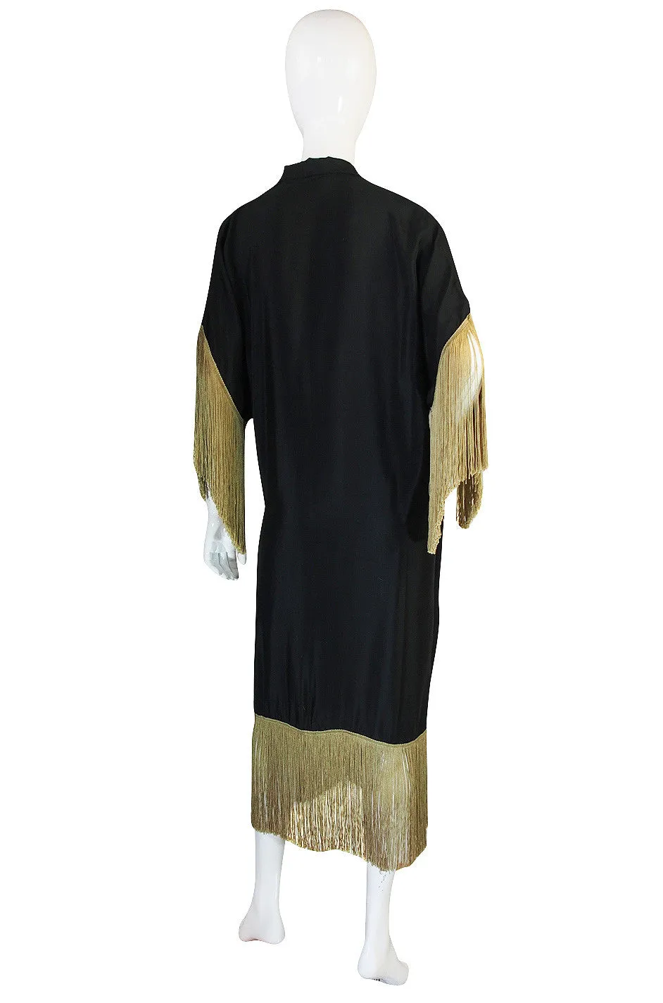 1920s Silk Fringe Dressing Gown or Evening Coat