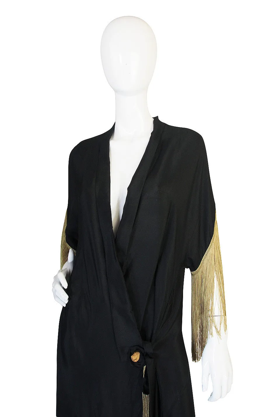 1920s Silk Fringe Dressing Gown or Evening Coat