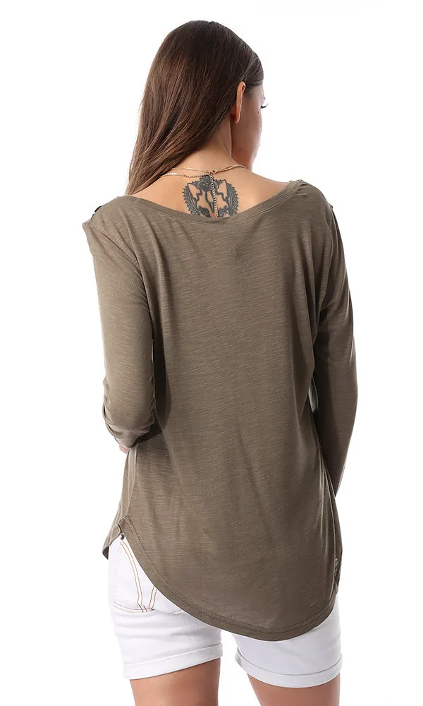 54199 Bohoo Printed Long Sleeved Tee Olive