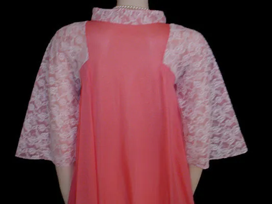 *ADORABLE VINTAGE ‘50s VANITY FAIR-LOOK VERY FULL SWING TOP PAJAMA SET WITH WHITE LACE-TRIMMED CAPRIS IN TROPICAL MANGO