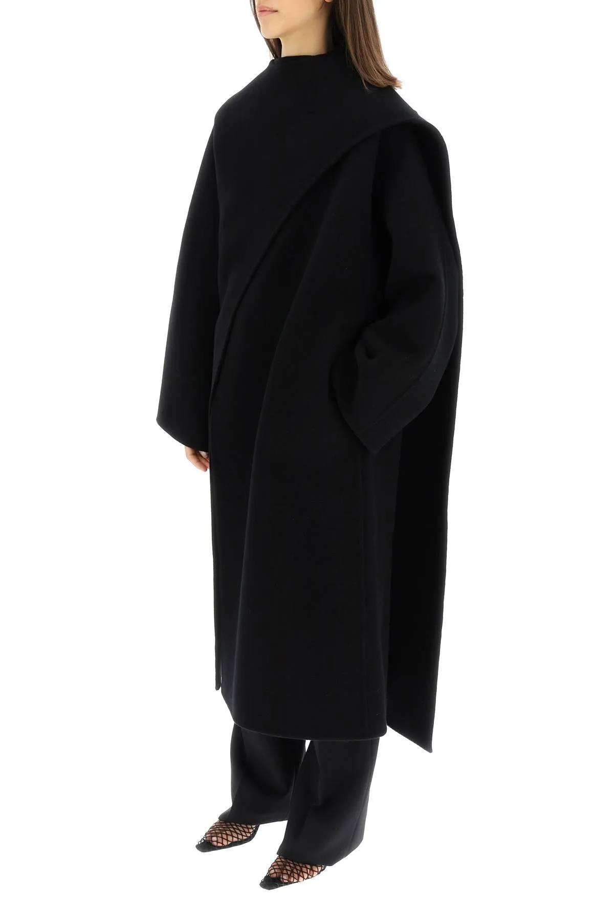 Alaia Virgin Wool Scarf Coat (Size - 36)