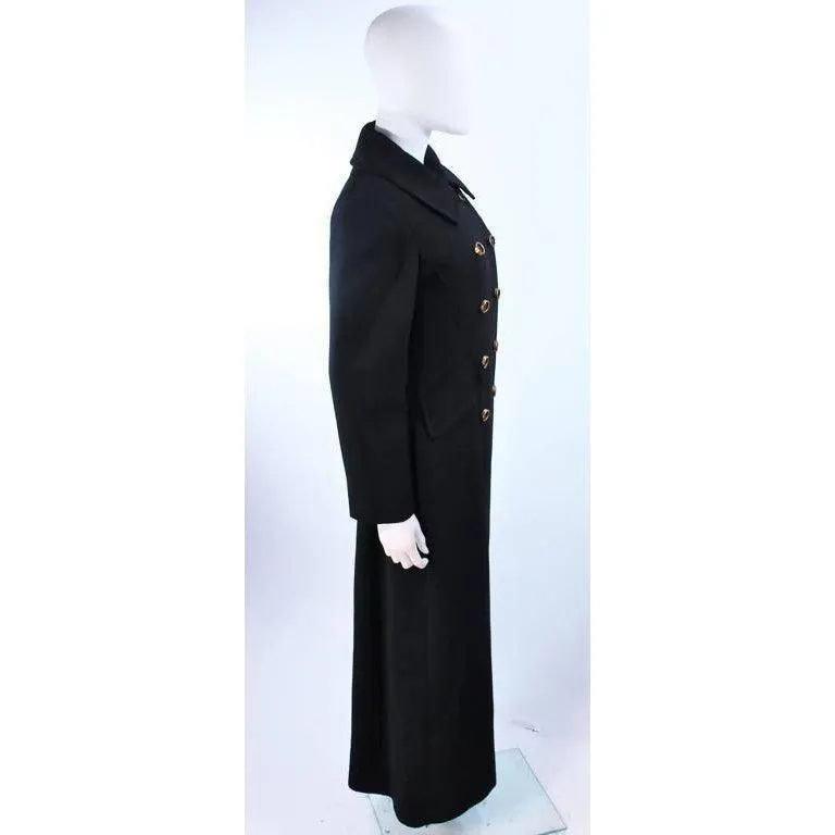 ALTON LEWIS Black Full Length Tailored Double Breasted Wool Coat | US 4-6