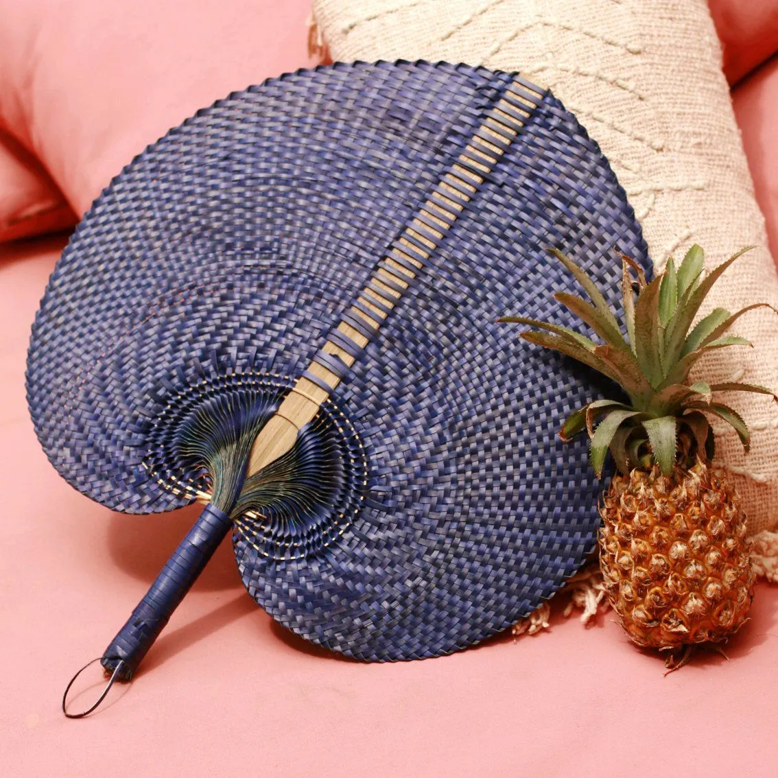 Balinese Woven Hand Fan Azure