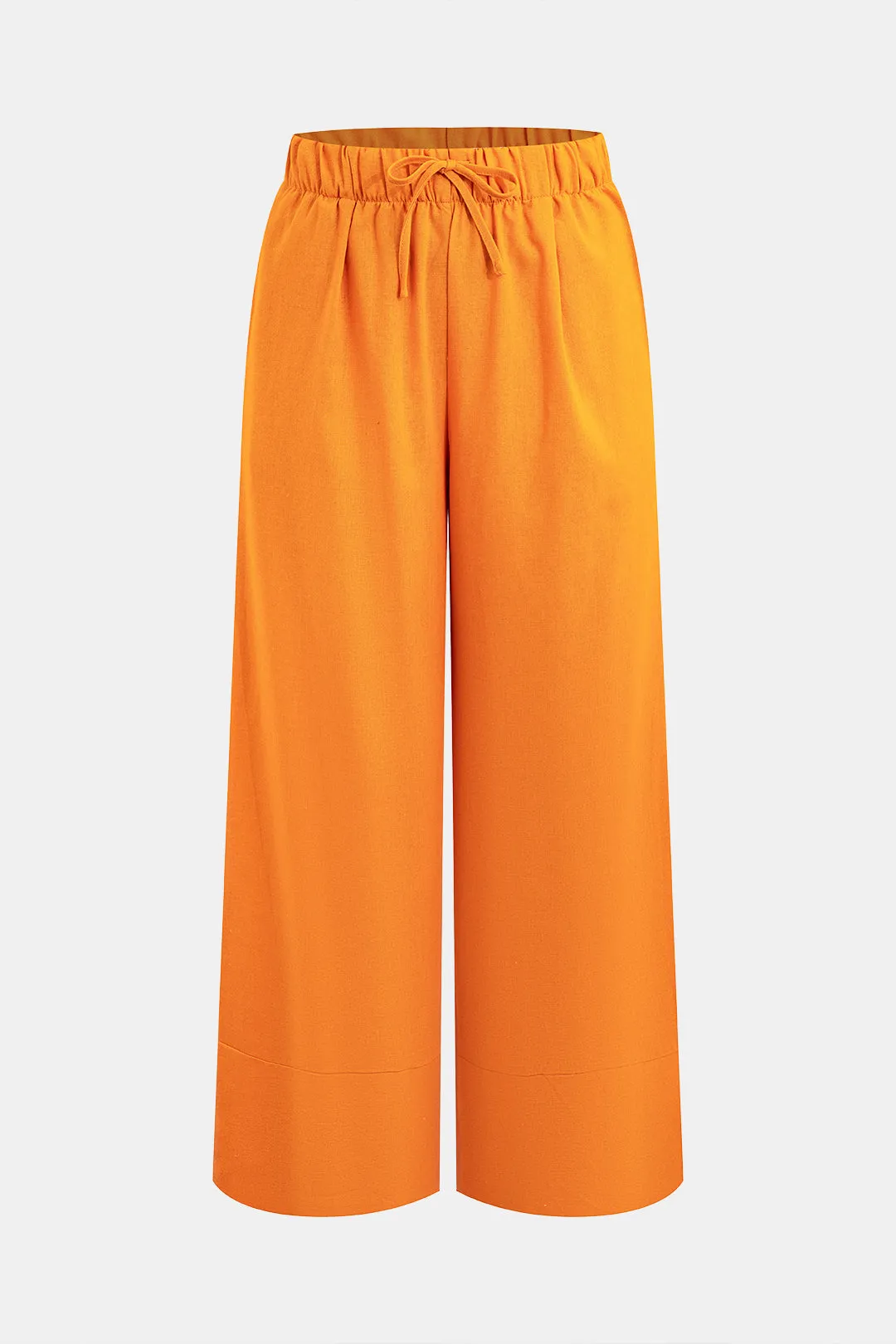 Basic Drawstring Wide Leg Pants