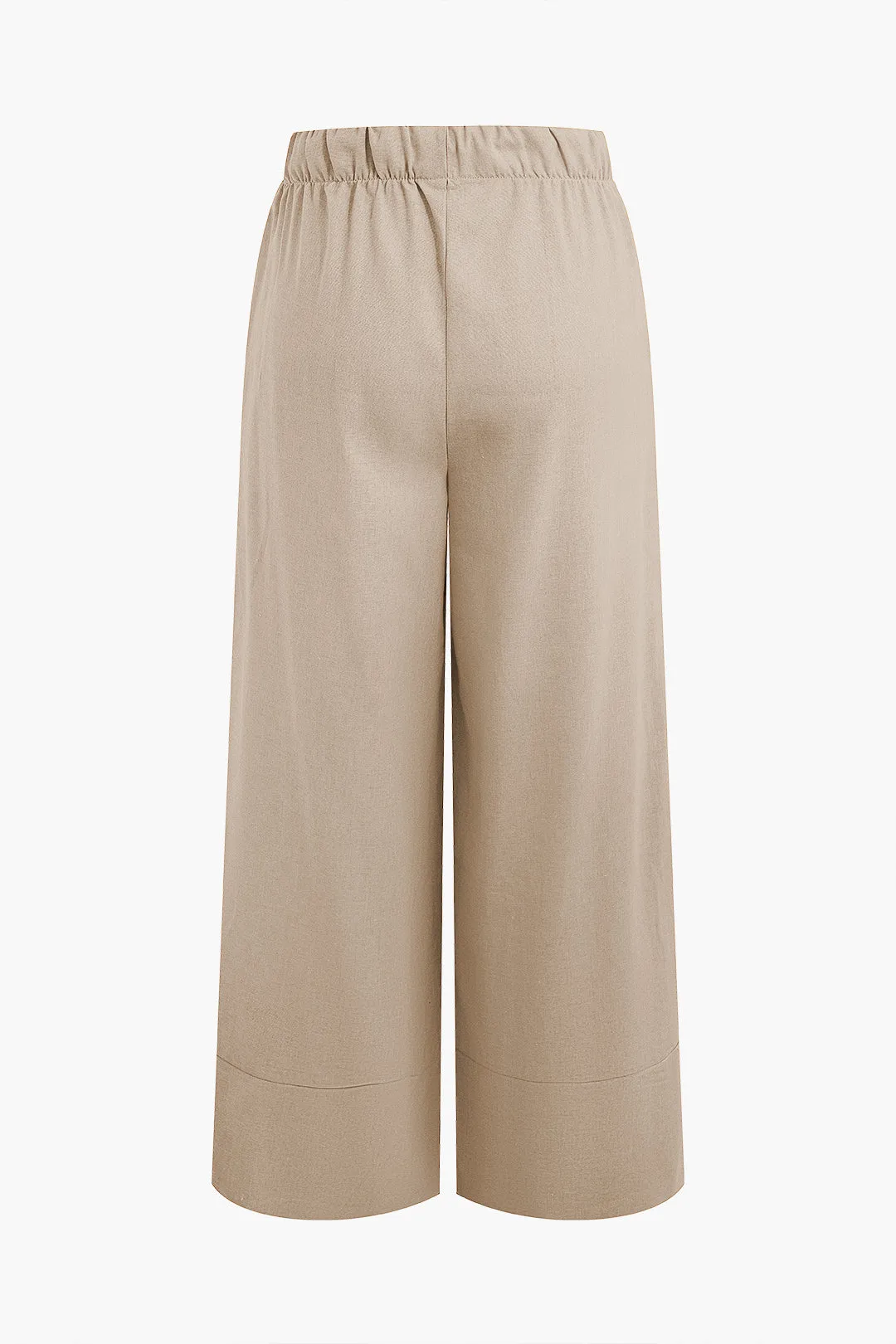 Basic Drawstring Wide Leg Pants