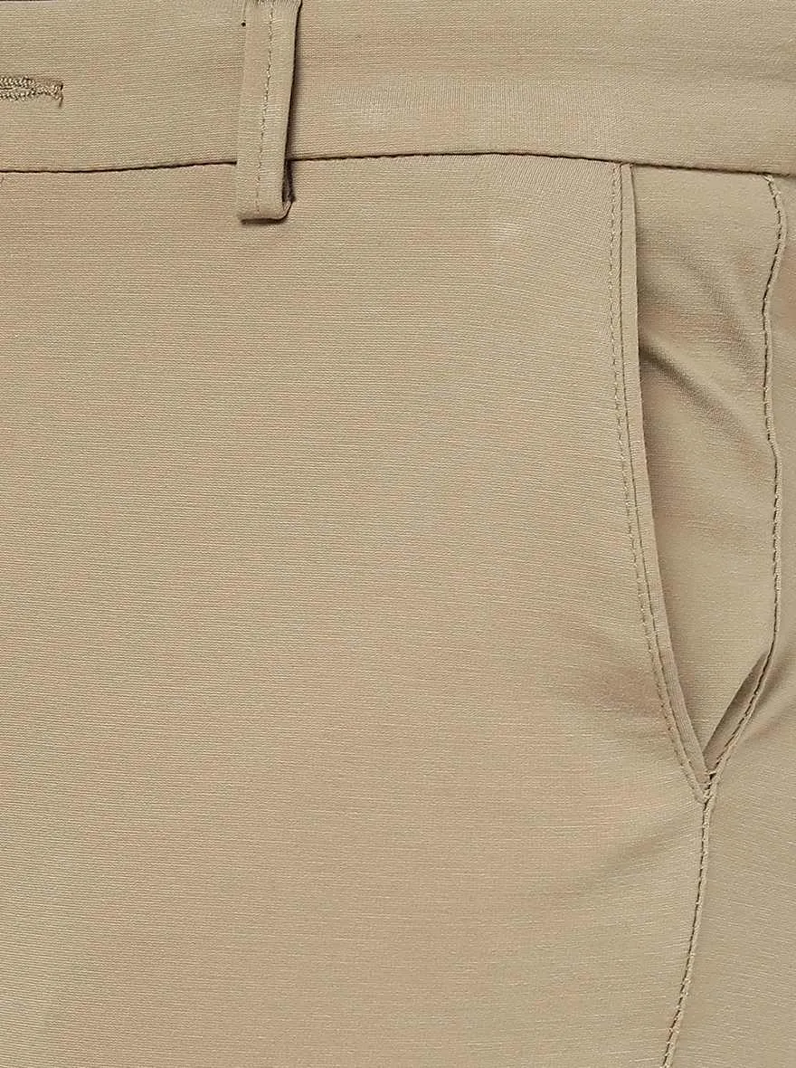 Beige Solid Venice Fit Casual Trouser | JadeBlue