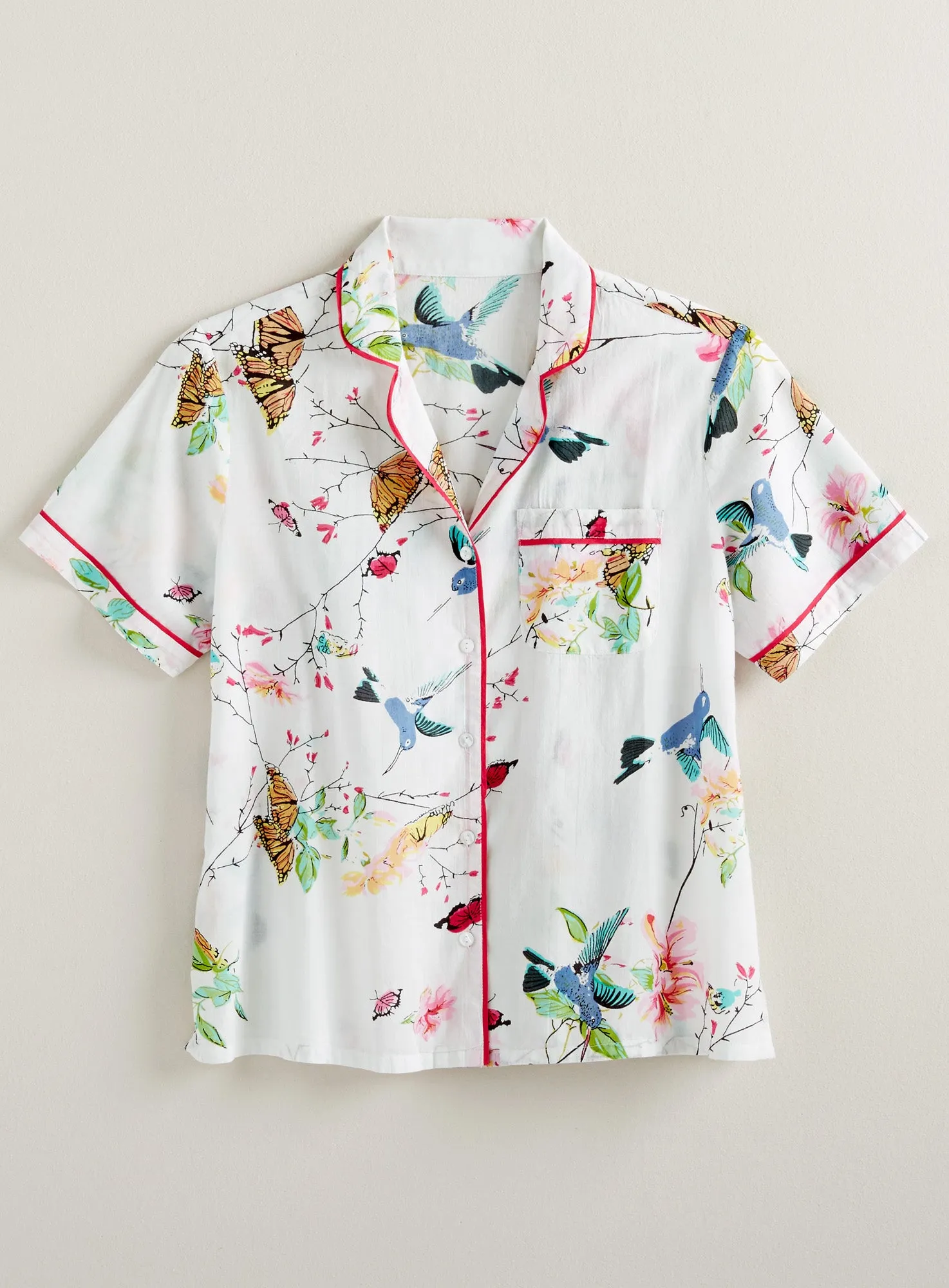 Bird and Butterfly Short-Sleeve Pajamas