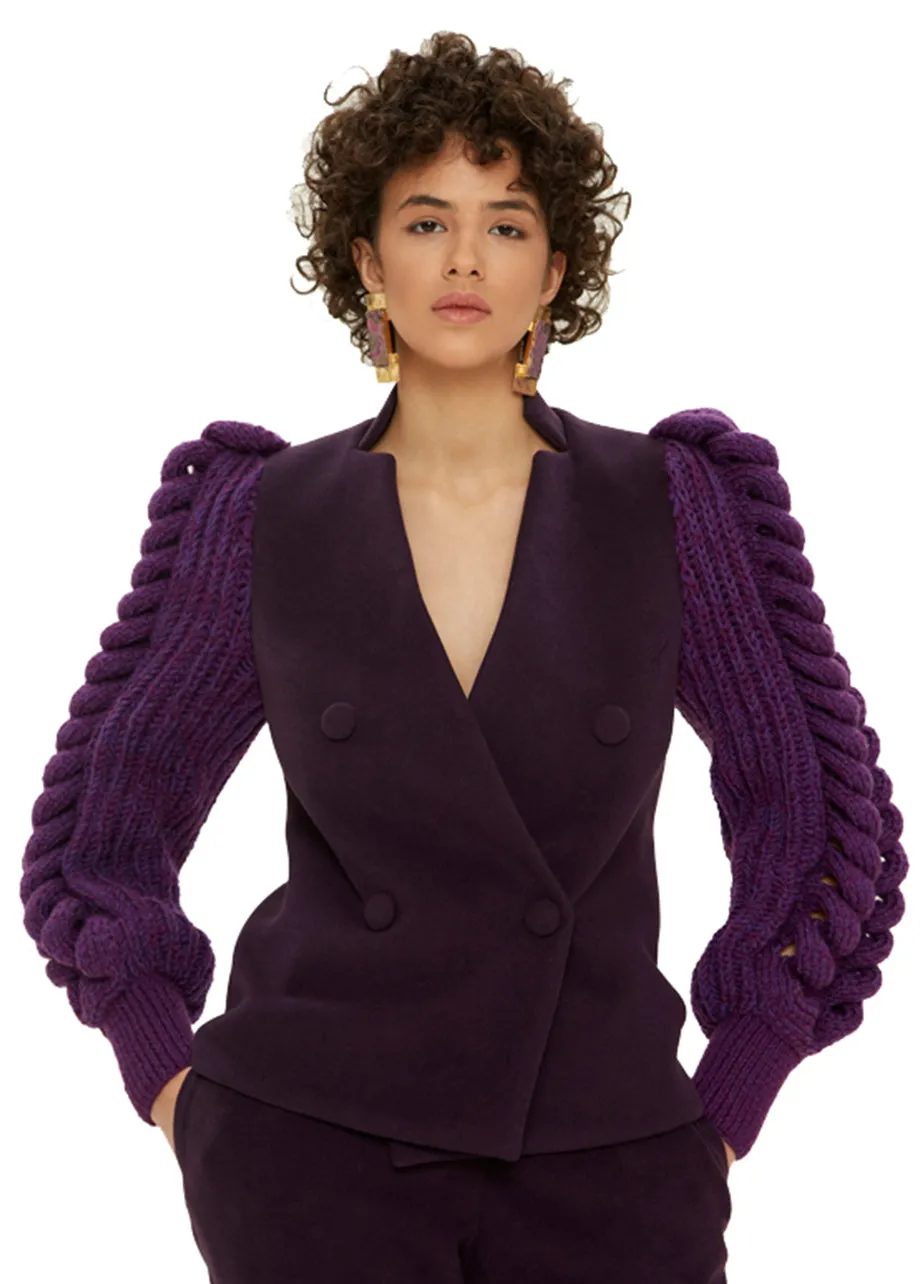 BLAZER WITH KNITTED SLEEVES