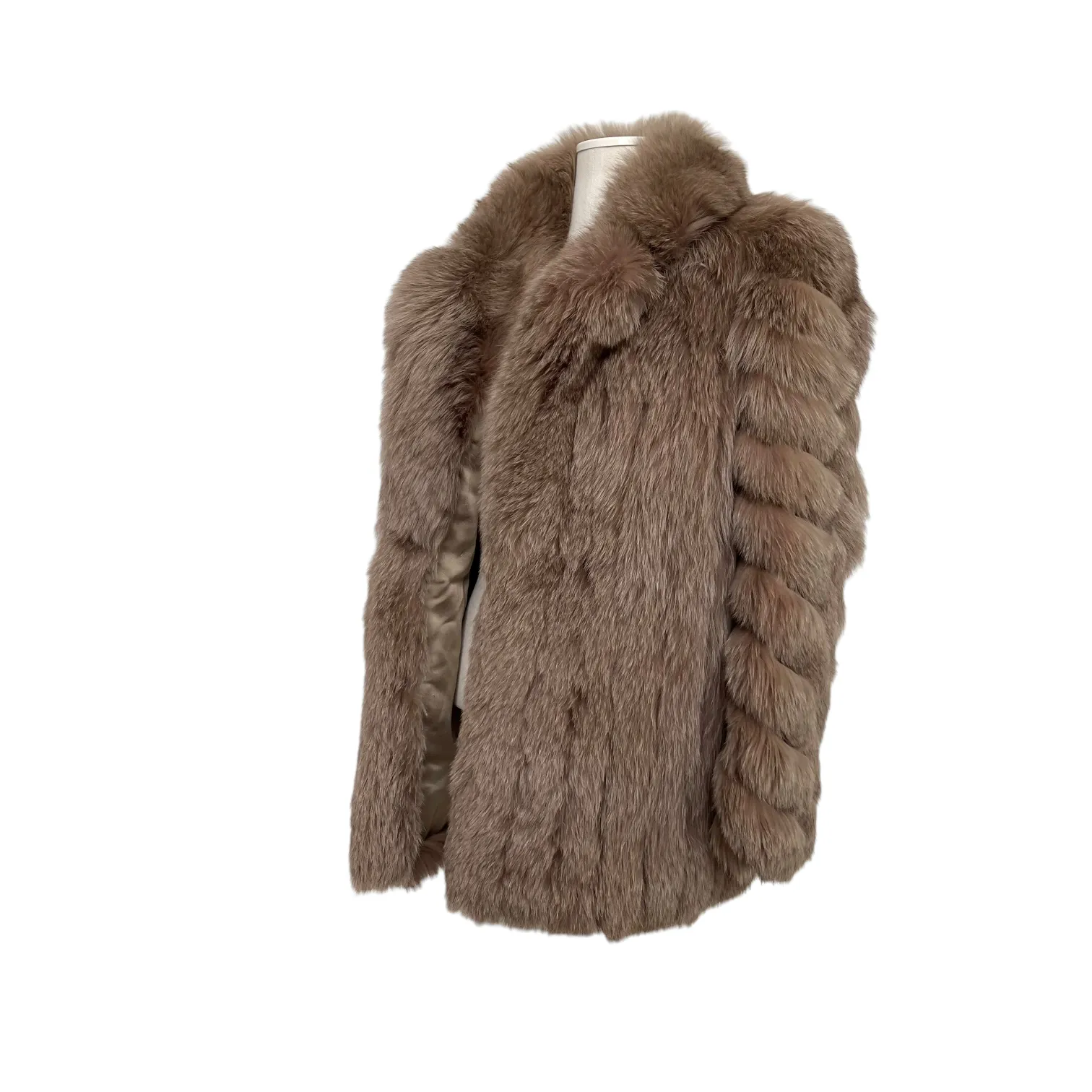 Blue Fox Fur Coat in Brown M