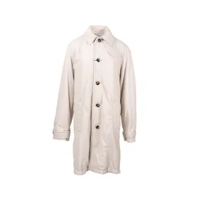 BOTTEGA VENETA Size 44 Long Coat Genuine Leather/Cotton White