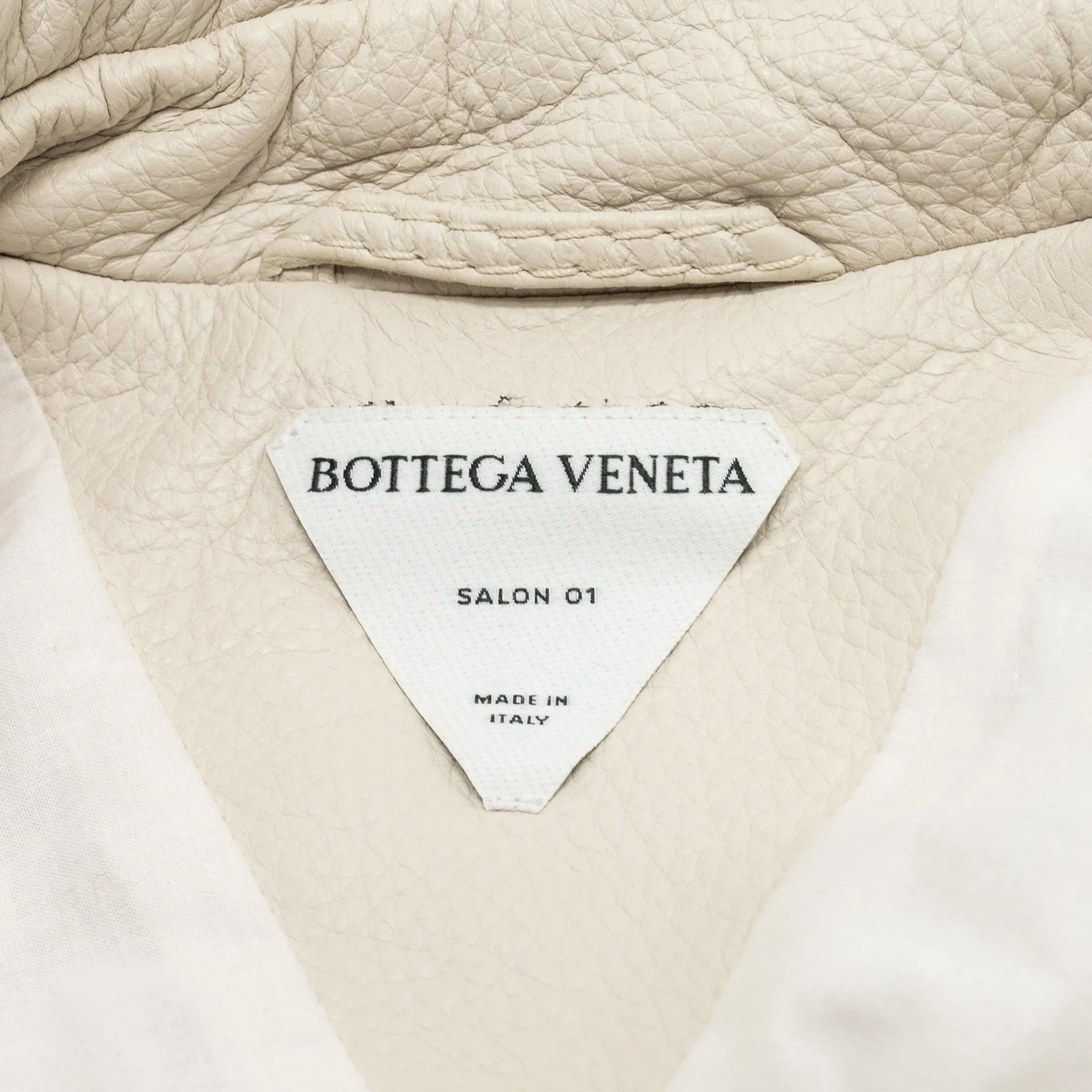 BOTTEGA VENETA Size 44 Long Coat Genuine Leather/Cotton White