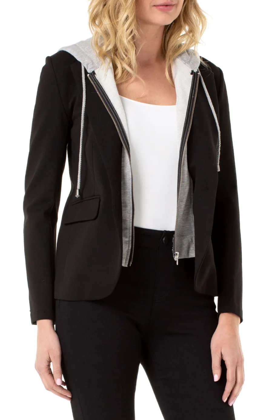 BOYFRIEND BLAZER WITH REMOVABLE HOOD By Liverpool