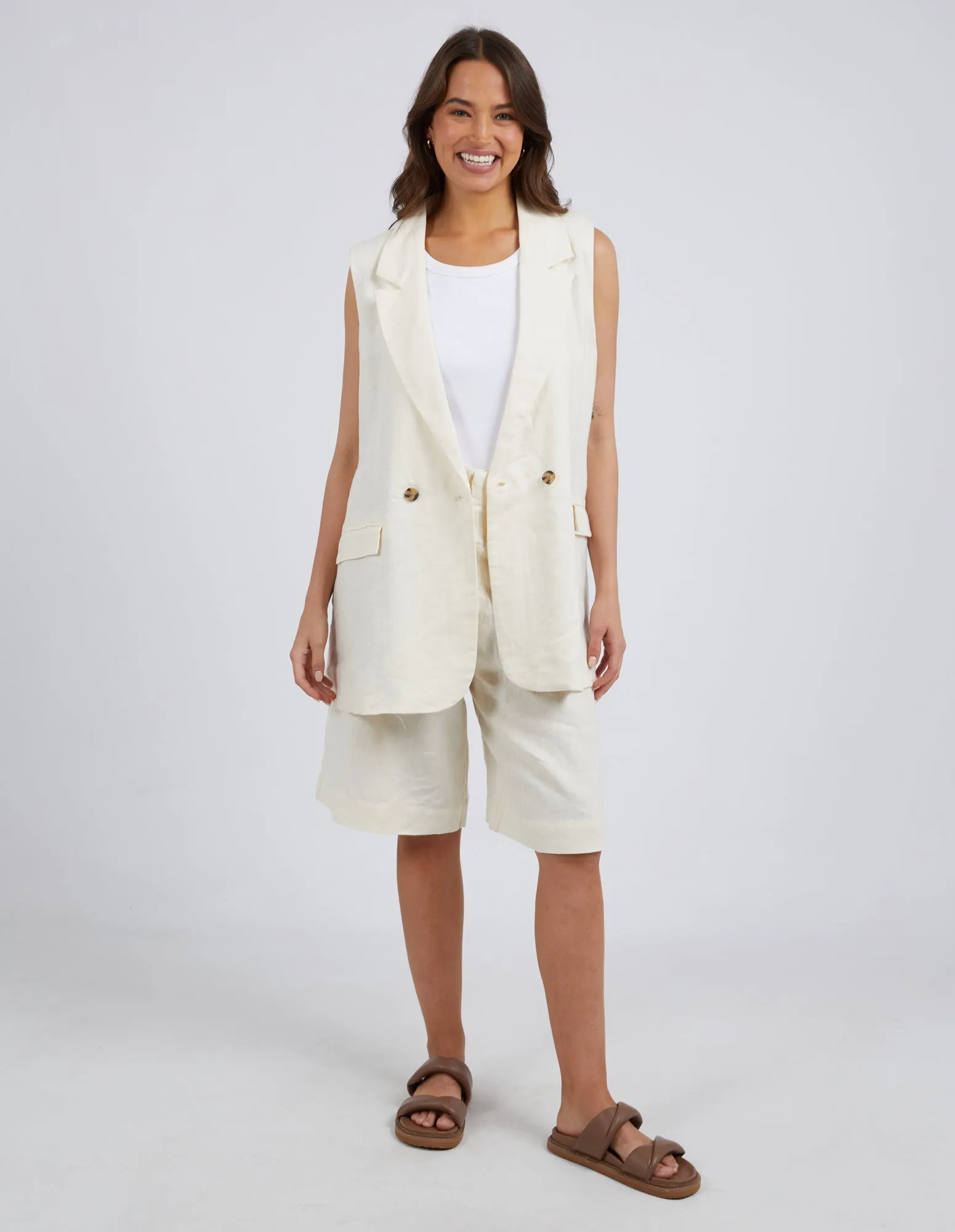 Brigitte Sleeveless Blazer Toasted Coconut