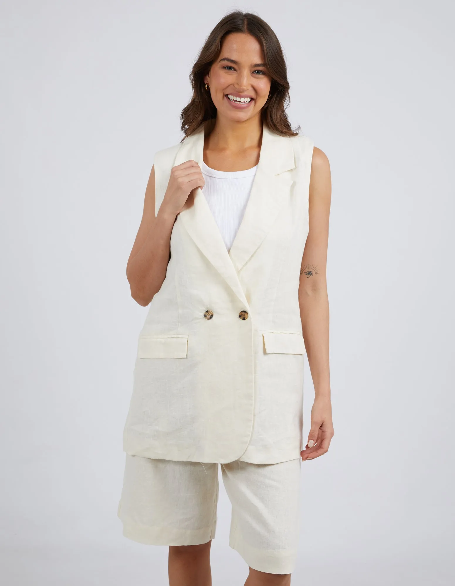 Brigitte Sleeveless Blazer Toasted Coconut