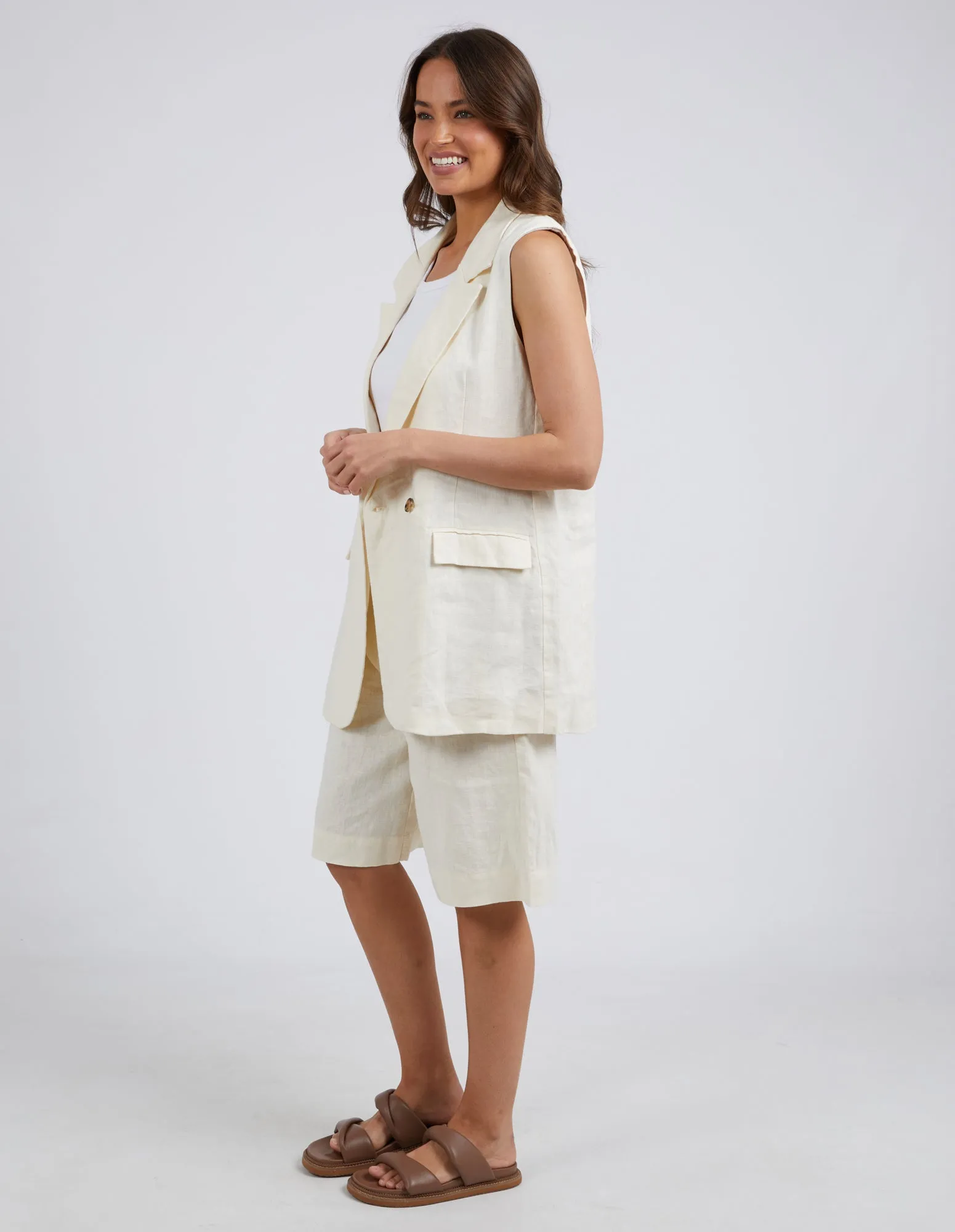 Brigitte Sleeveless Blazer Toasted Coconut