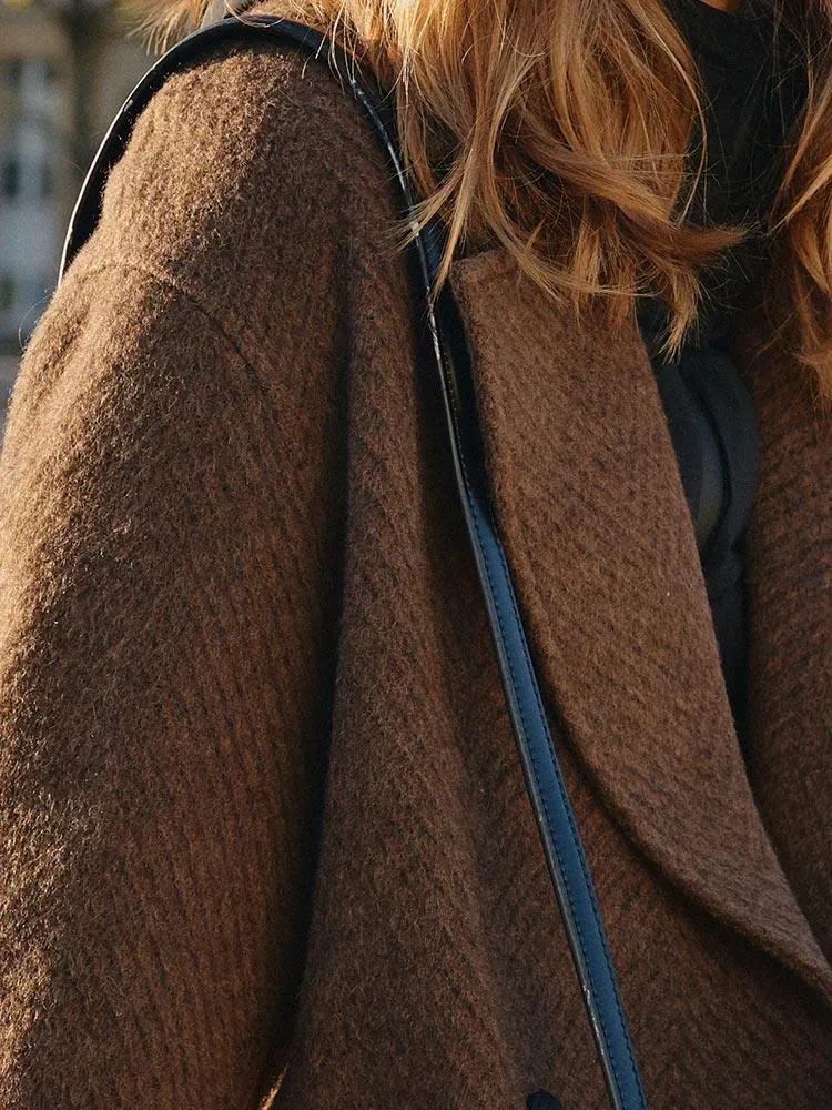 Brown Tweed One-Button Overcoat