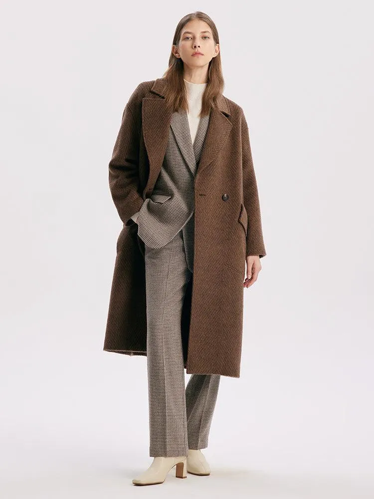 Brown Tweed One-Button Overcoat