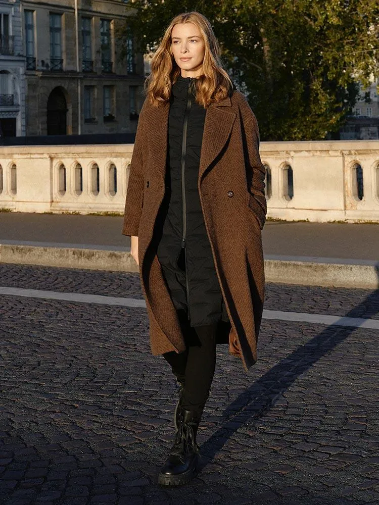 Brown Tweed One-Button Overcoat