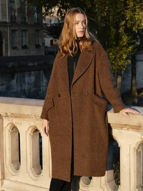 Brown Tweed One-Button Overcoat