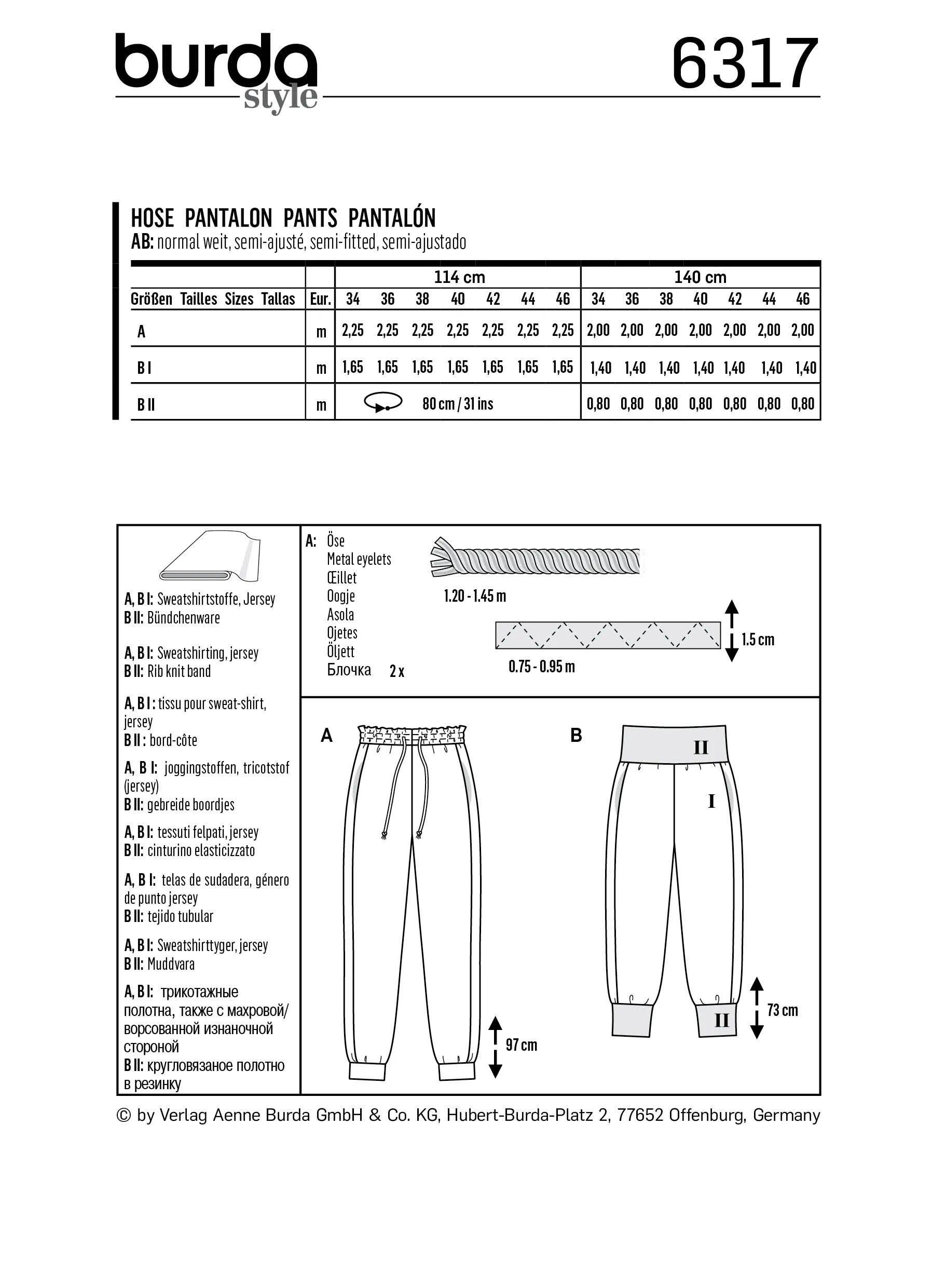 Burda Jogging Pants 6317