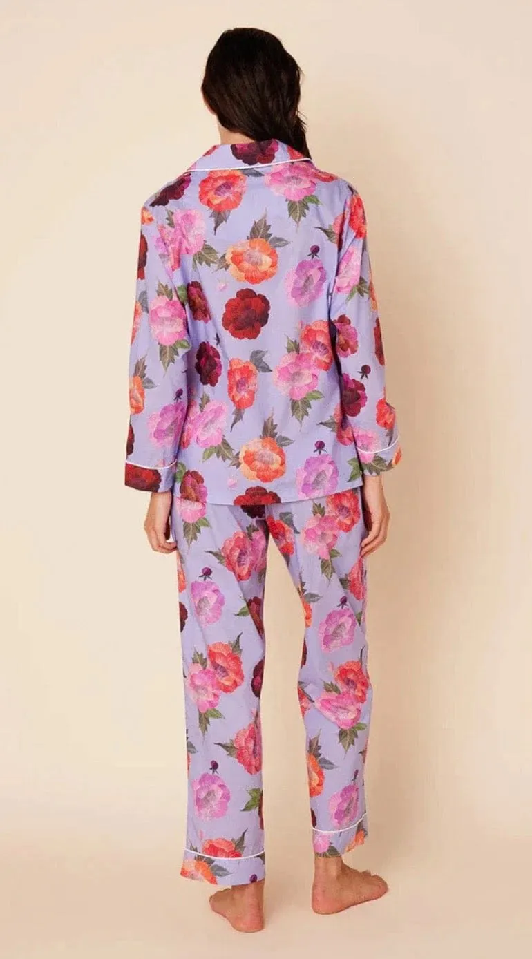 CAT'S PAJAMAS - LAVENDER FLORAL LUXE PIMA COTTON PAJAMAS