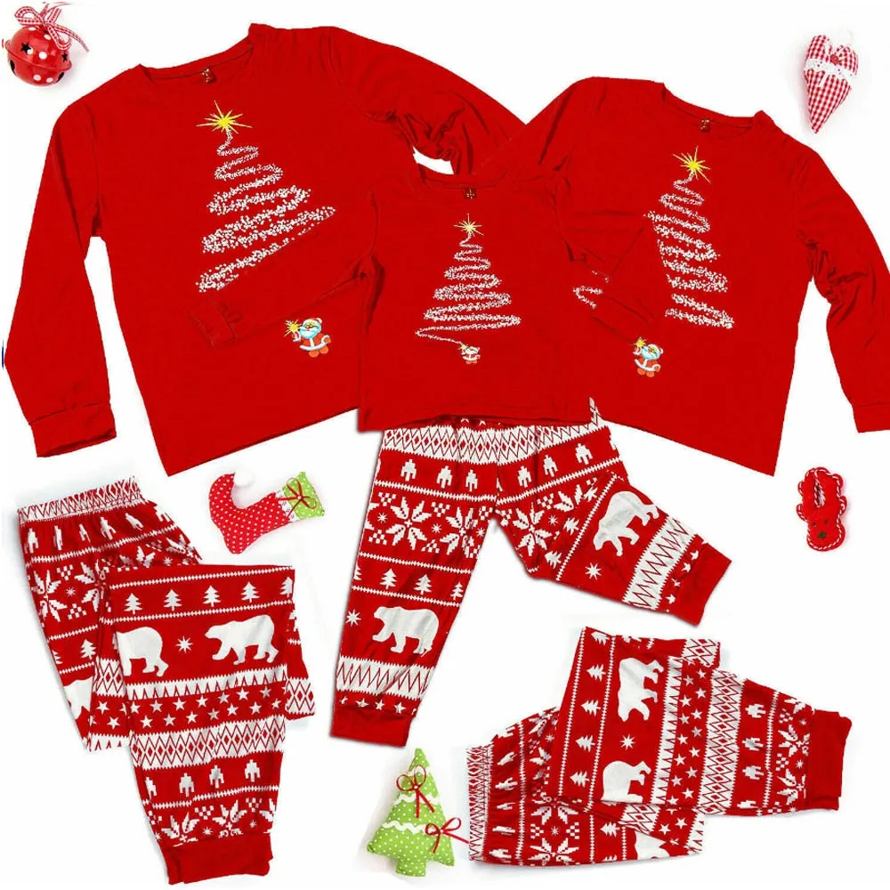 Christmas Matching Family Pyjamas Pajamas Clothes Set Fashion Adult Kids Cotton Nightwear Sleepwear Red  Matching  Outfits