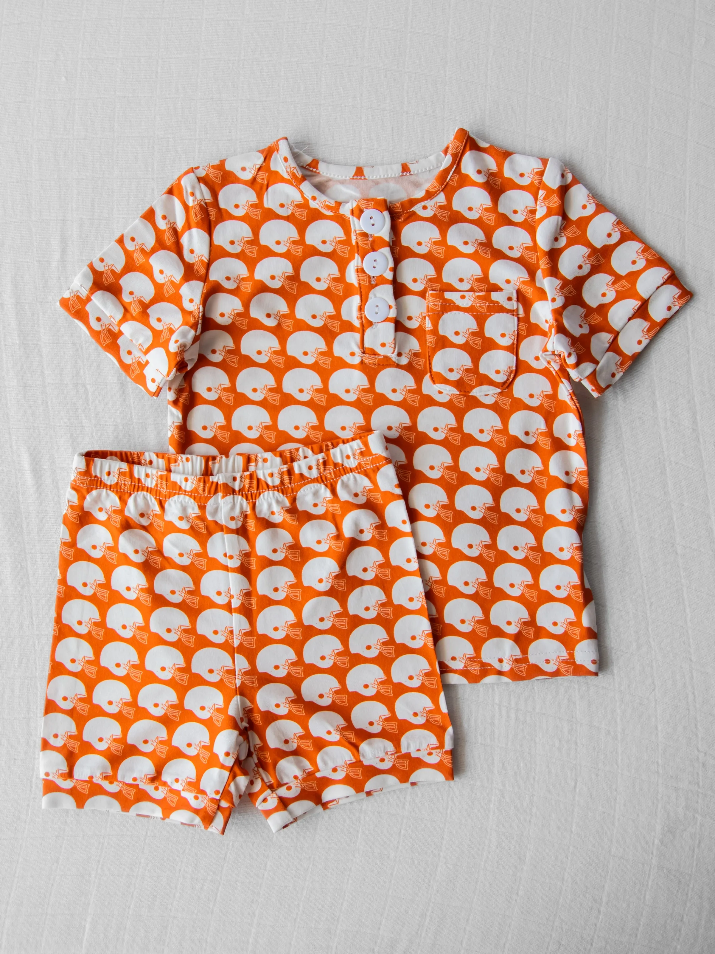 Cloud Short Set Pajamas - Burnt Orange Blitz