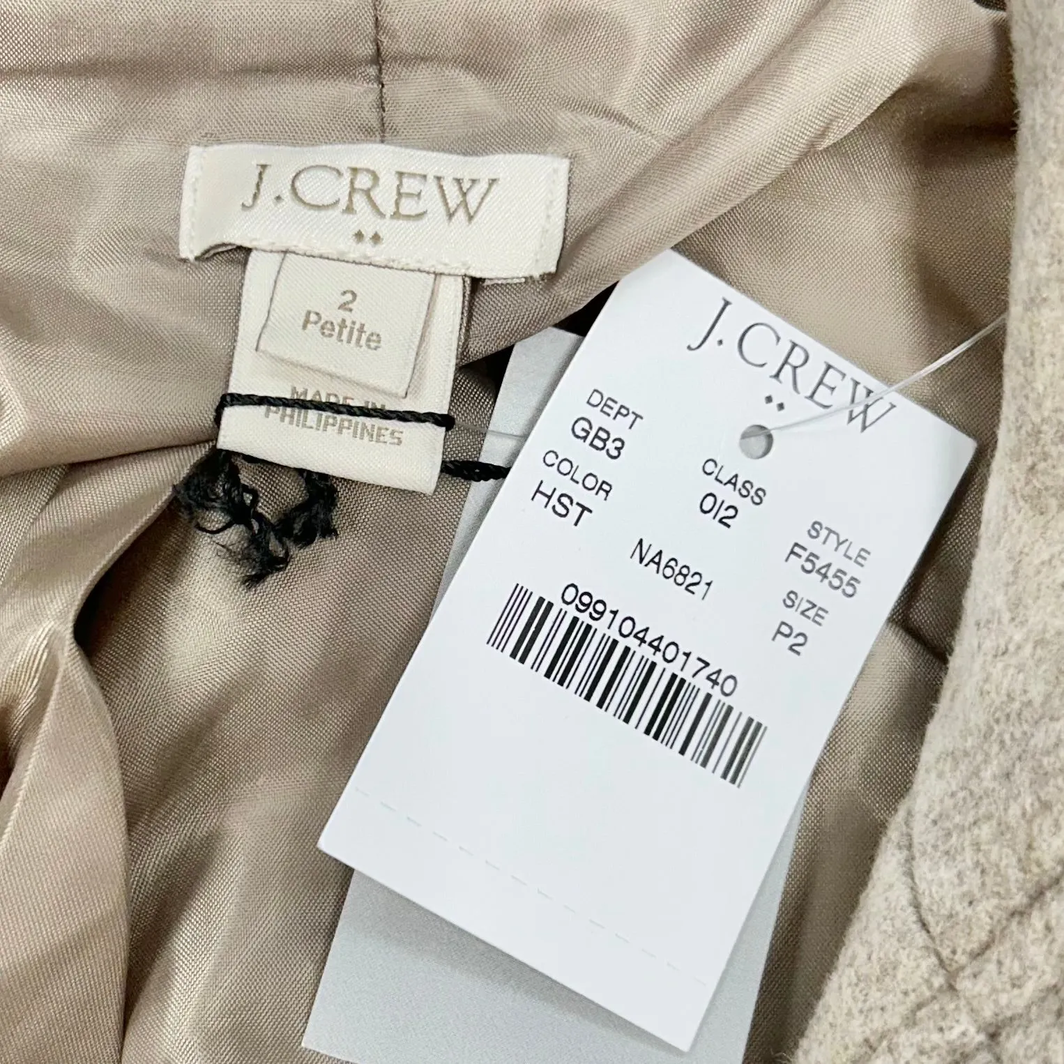 Coat Peacoat By J. Crew In Tan, Size: Xs