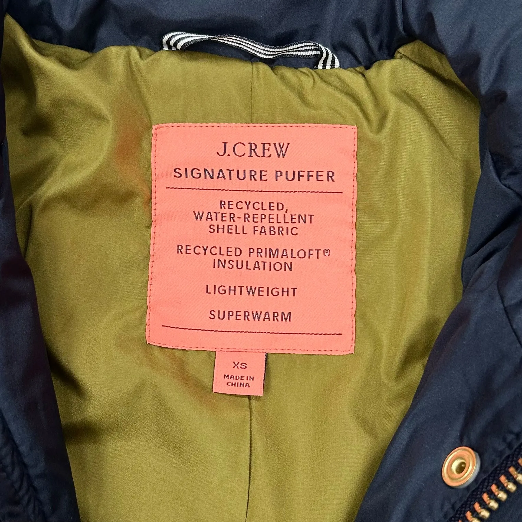 Coat Puffer & Quilted By J. Crew In Navy, Size: Xs