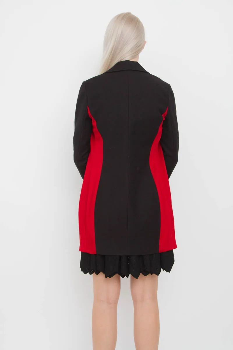 CONTRAST PANEL DRESS COAT