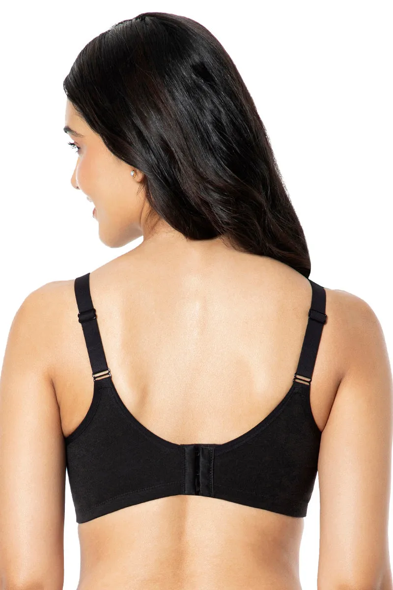 Cotton Smooth Back Solid Non Padded Non-Wired Support bra - Black