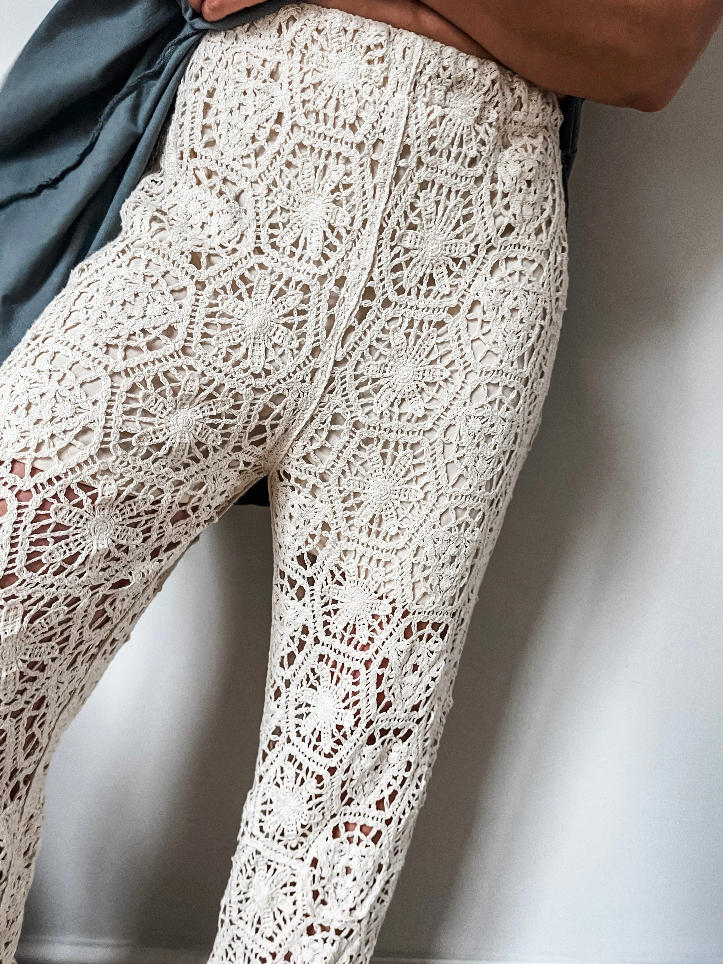 Crochet-look Flared Pants