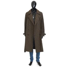 Double Breasted Trench Coat In Brown FF Jacquard Fabric