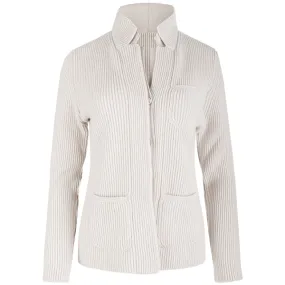 Double Collar Placket Blazer in Beige