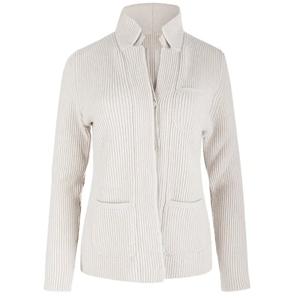 Double Collar Placket Blazer in Beige