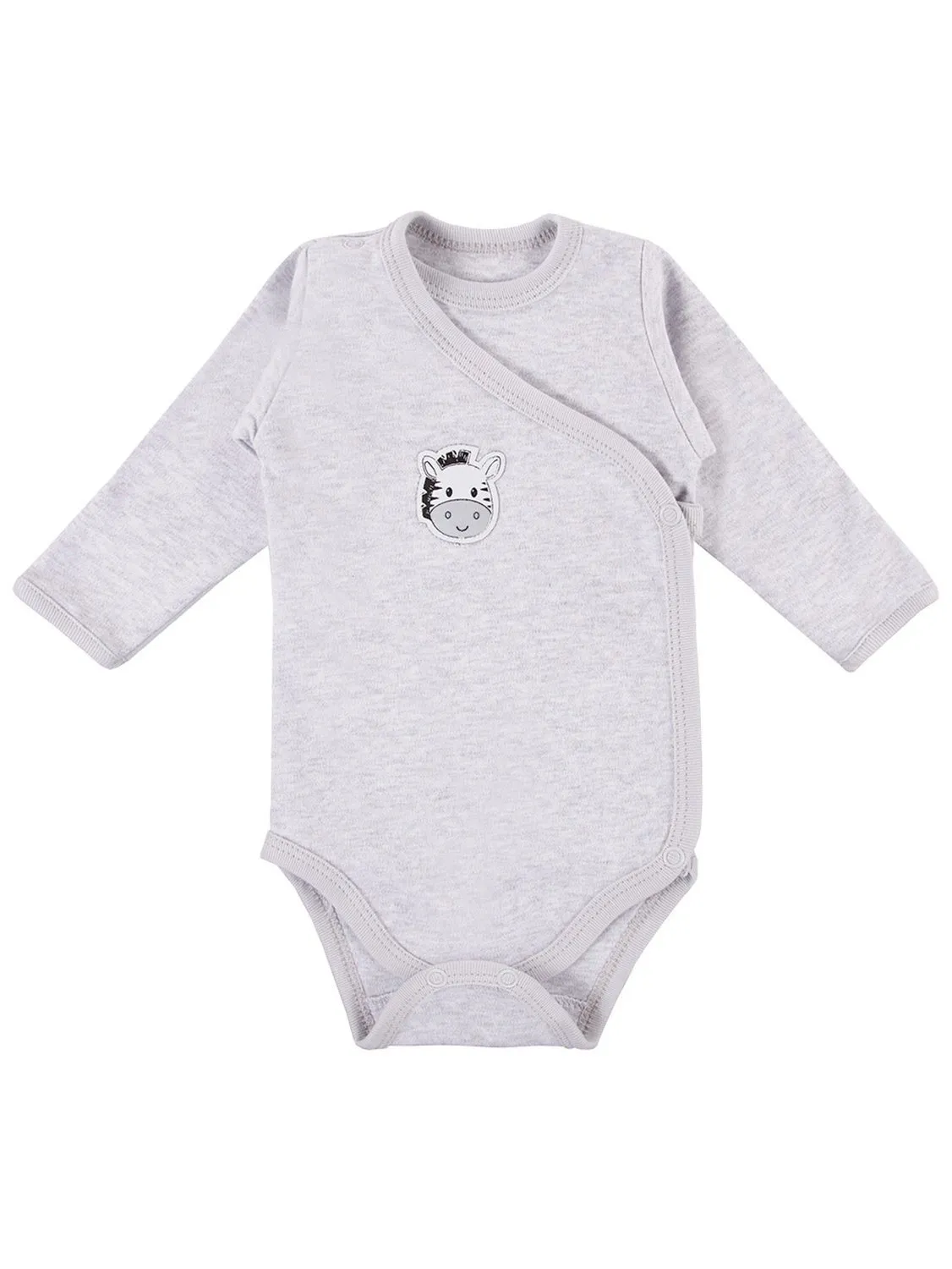 Early Baby Long Sleeved Bodysuit, Cute Zebra Design - Grey