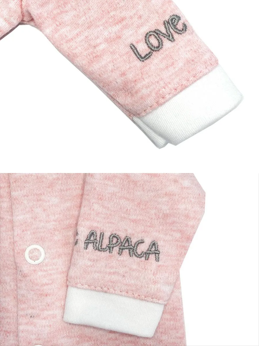 Early Baby Long Sleeved Top, "Love Alpaca" Embroidery - Pink