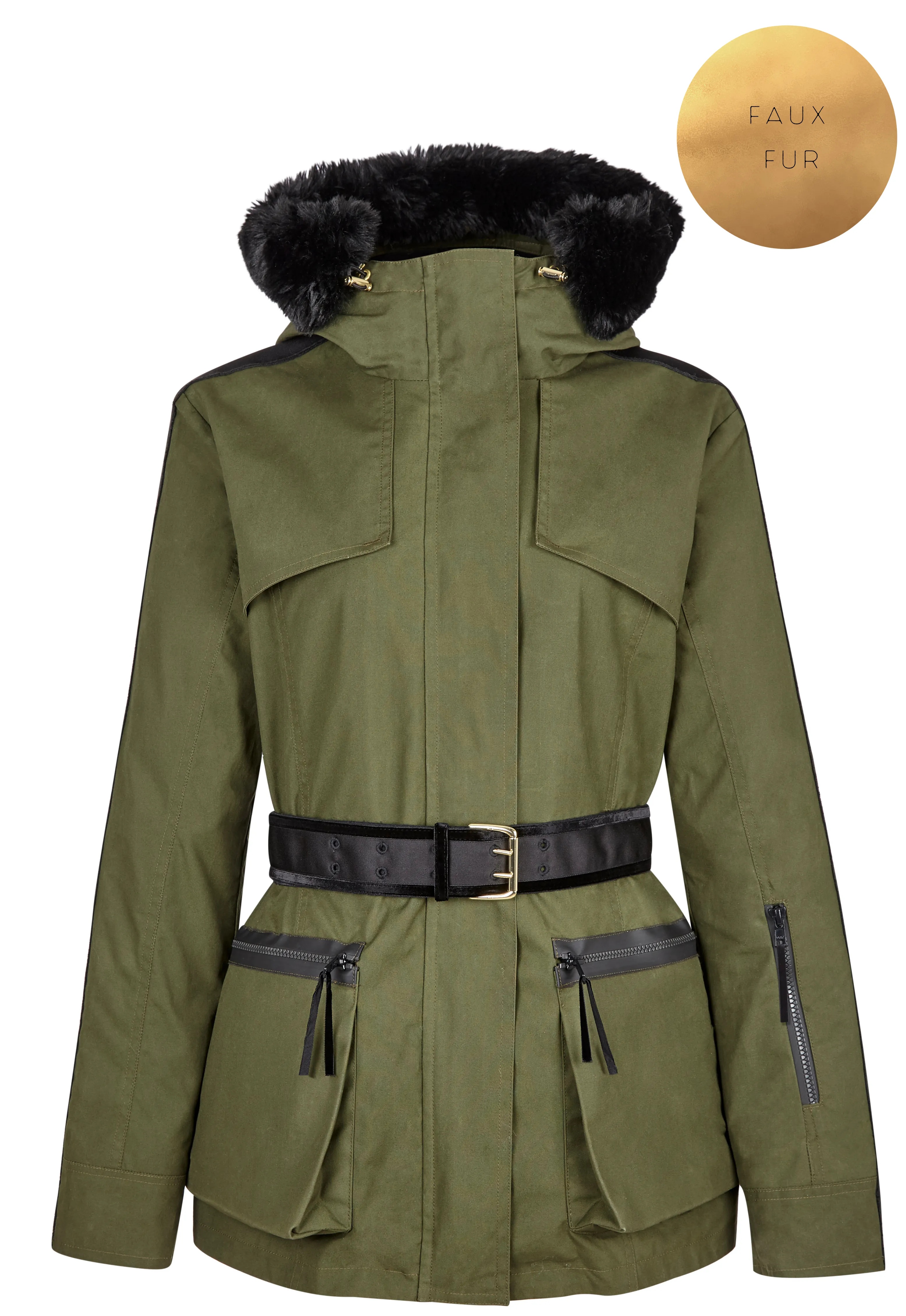 Elements Parka in Military Green - Faux Fur