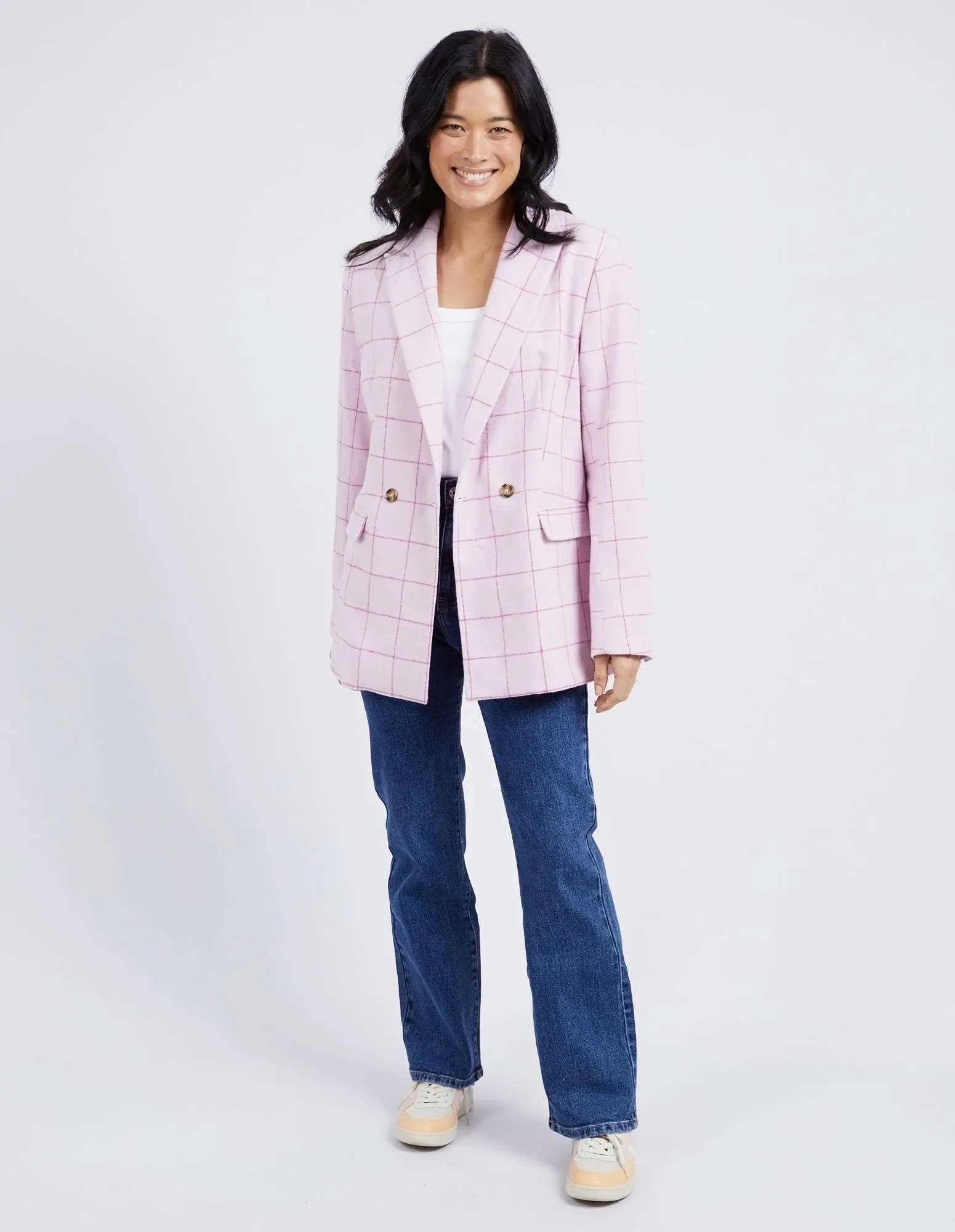 Elm Tansy Check Blazer - Powder Pink/Shocking Pink Check