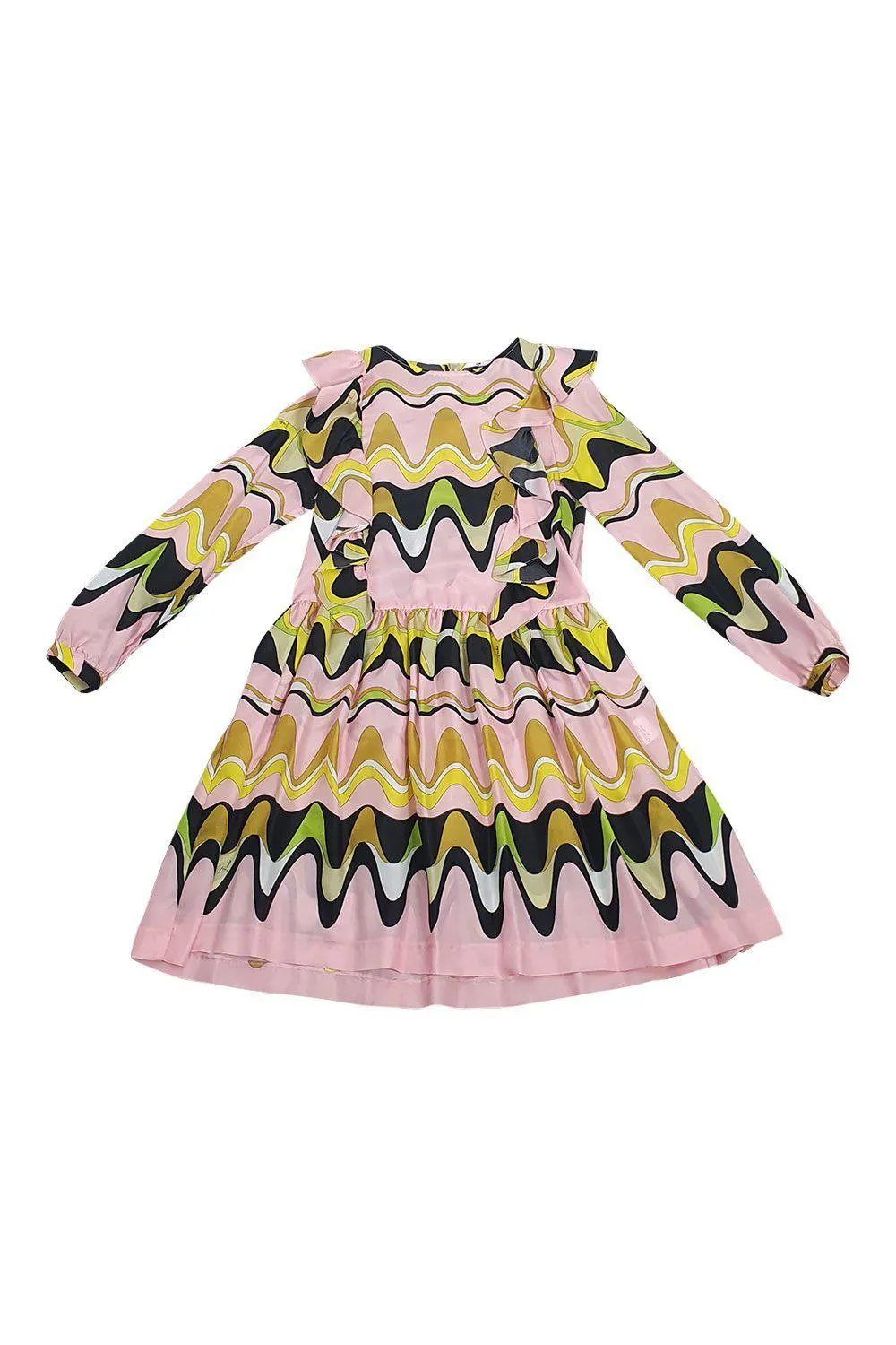 EMILIO PUCCI Silk Blend Long Sleeved Twill Dress (10 Years)