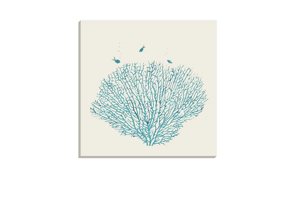 Fan Coral Turquoise | Canvas Wall Art Print