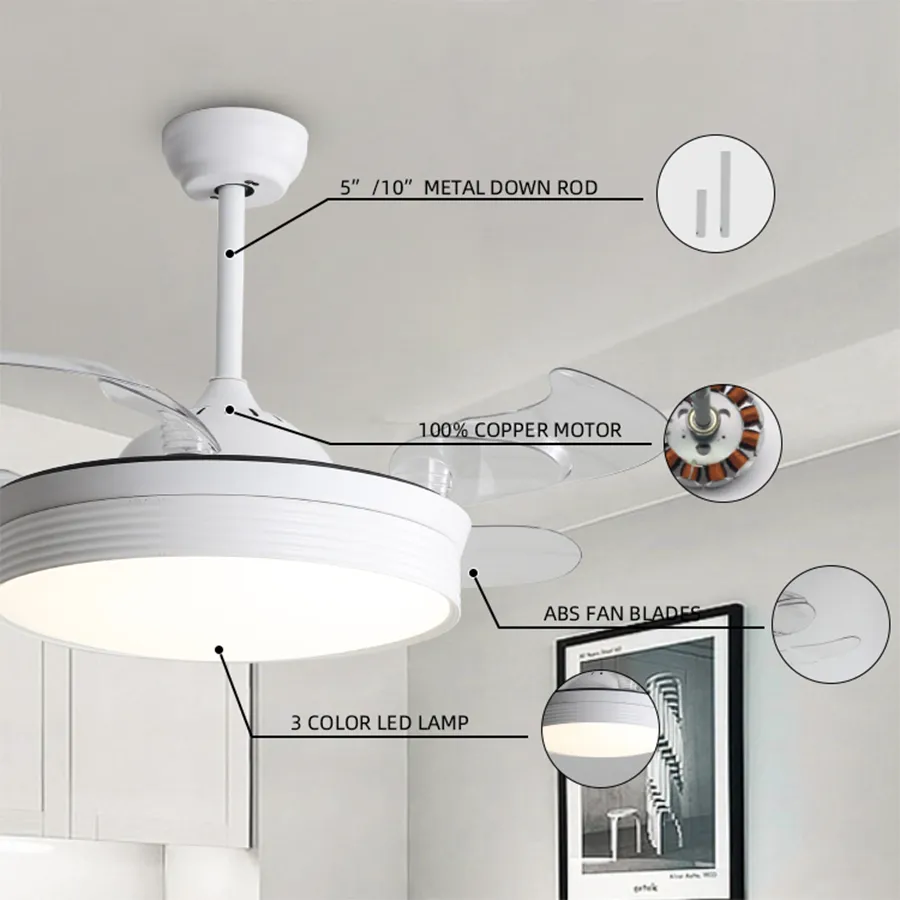 Floen Ceiling Fan with Retractable Blade