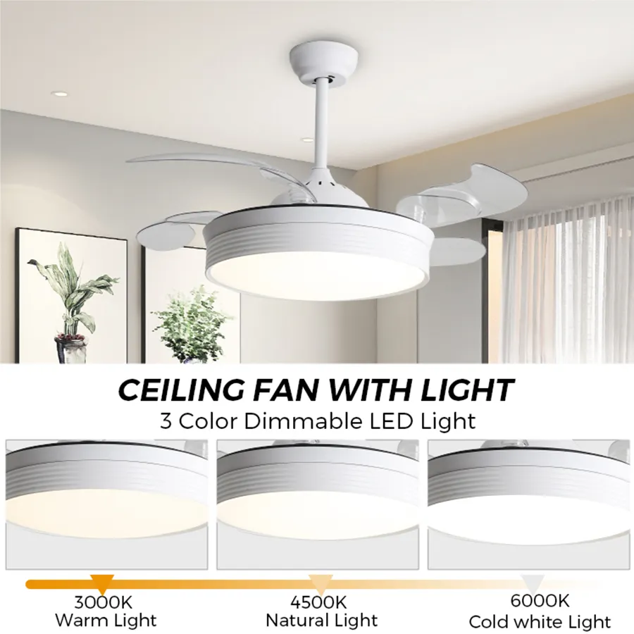 Floen Ceiling Fan with Retractable Blade