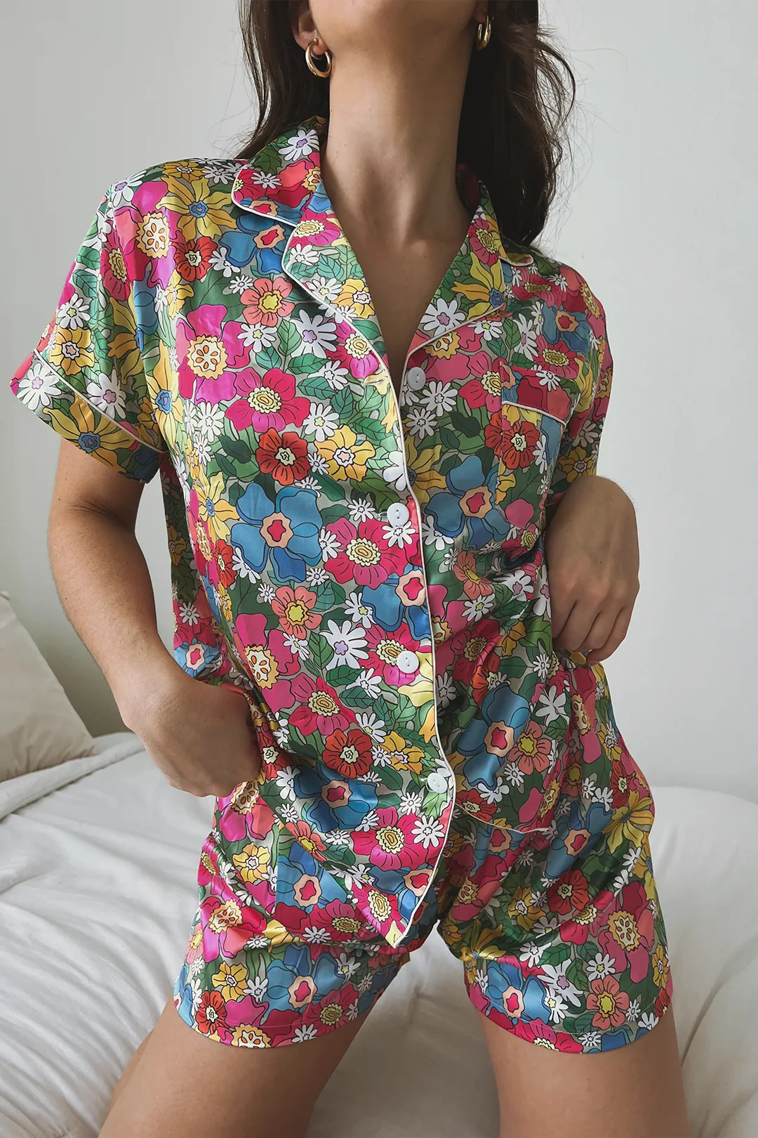 Flowerland Satin Pajamas