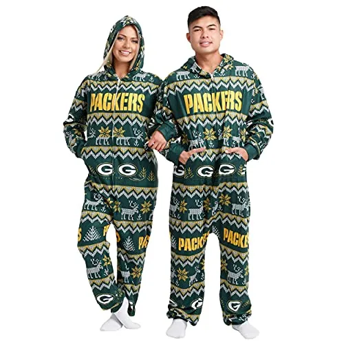 FOCO Green Bay Packers NFL Ugly Pattern One Piece Pajamas - XL