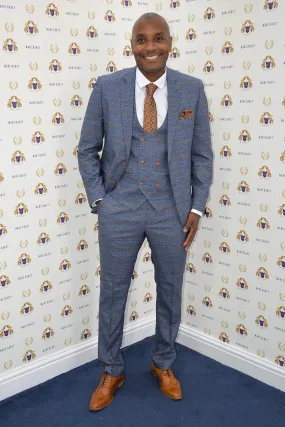 Former Footballer Clinton Morrison In Jenson Sky Blue Check Suit