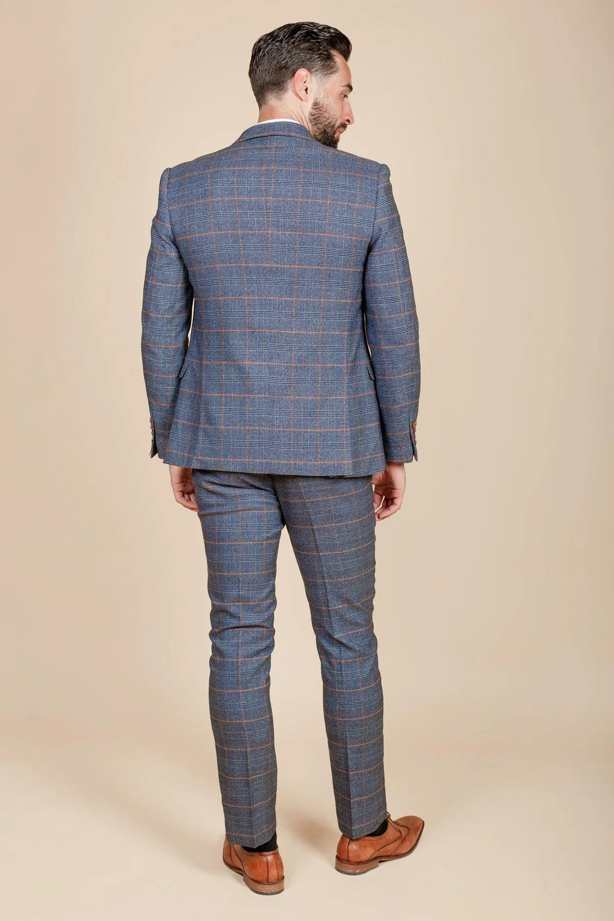 Former Footballer Clinton Morrison In Jenson Sky Blue Check Suit