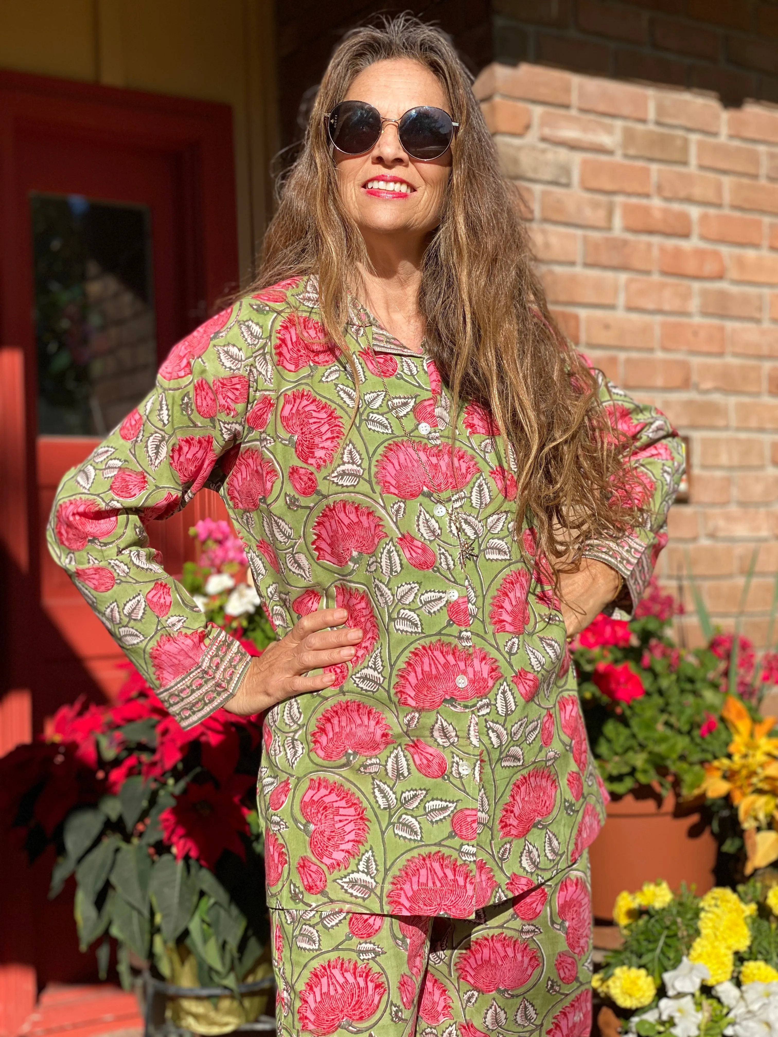 Francis Floral Cotton Long Sleeve Pajamas XL ON BACKORDER 2-4 WEEKS