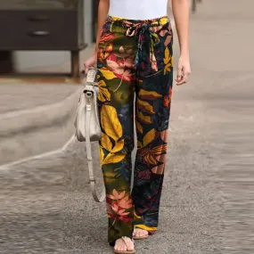 FREYDÍS VINTAGE PRINT PANTS YELLOW